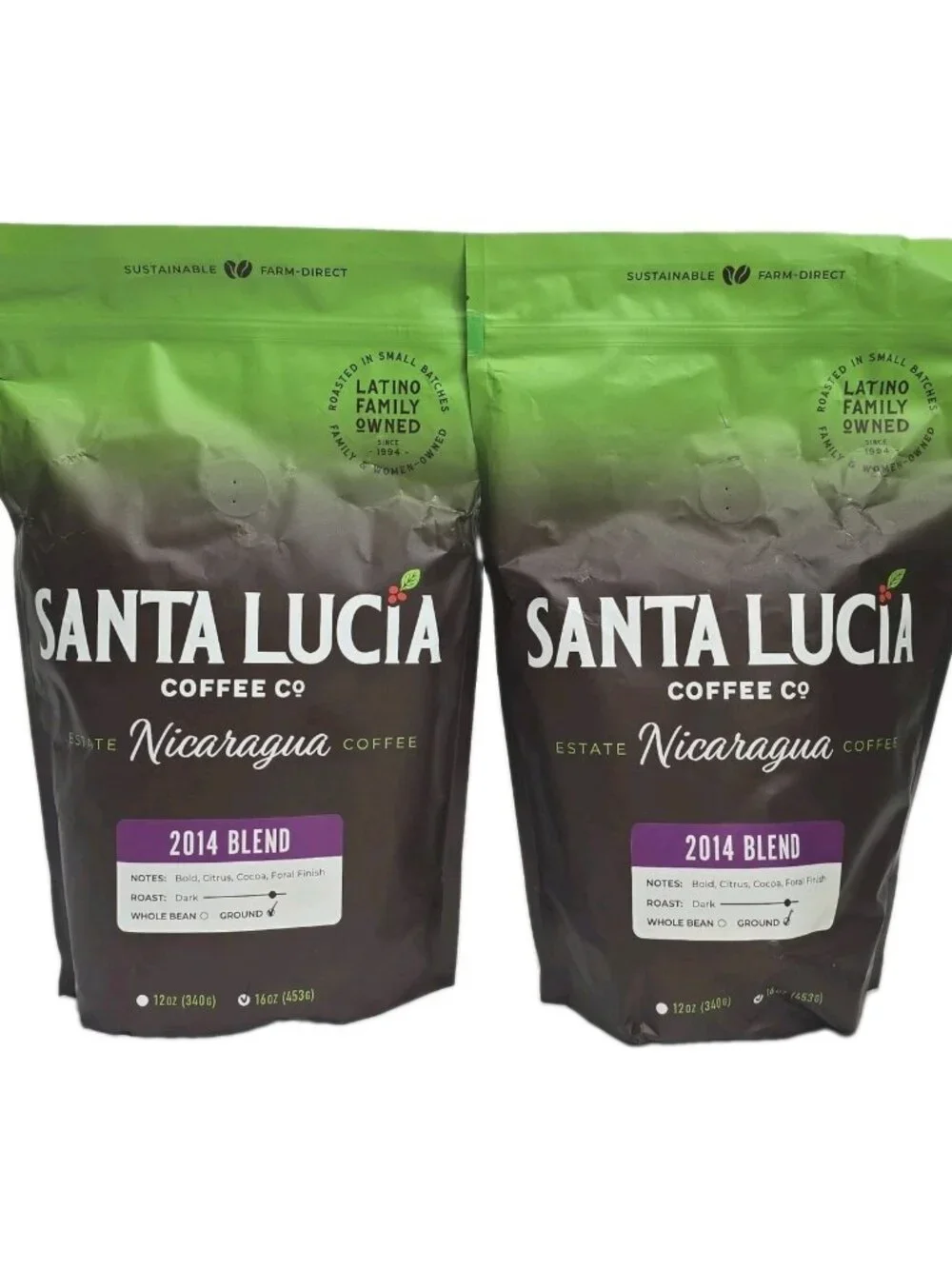 Santa Lucia Coffee Year Blend 2-PACK Nicaraguan Dark Roast Ground Coffee 16oz EA